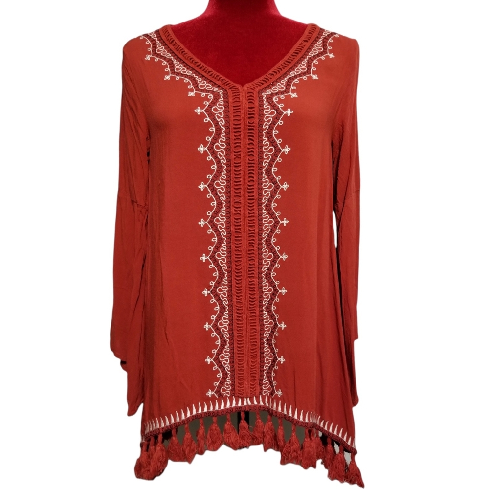 Jodifl long sleeve boho pull over top